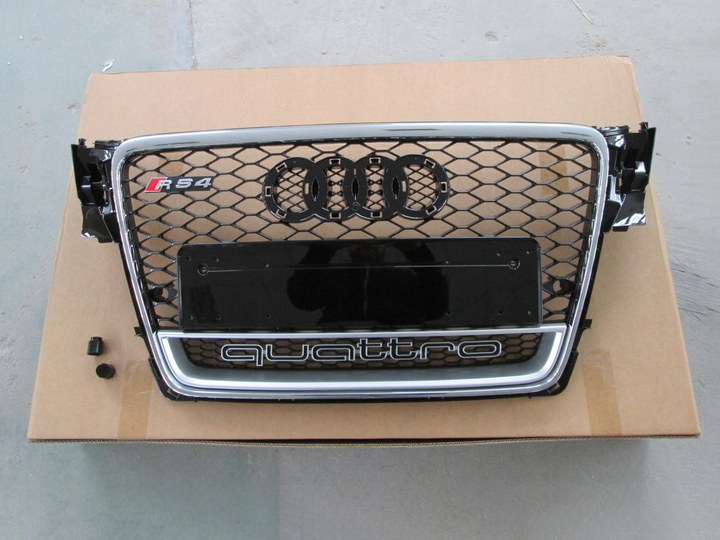 Audi A4 Pre-Facelift B8 2008-2011 Front Grill, Honeycomb Grill, RS4 Chrom Quattro Style
